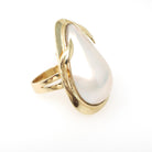 Vintage Mabe Pearl Ring - Contemporary Era 14K Yellow Gold Cultured Organic Gemstone - Circa 1990s Size 6 3/4 June Birthstone Fine Jewelry