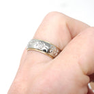 Vintage Flower Band - Mid Century 14k Yellow & White Gold Floral Design Ring - Circa 1960s Era Size 6 1/4 Two Tone Fine Statement Jewelry