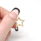 Star Charm Holder - Contemporary 14k Yellow Gold .21 CTW Natural Diamonds Hinged Pendant Clasp - Circa 2000s Utility Fashion Fine Jewelry