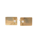 Vintage Diamond Cufflinks - Modernist Era 14k Yellow Gold .25 CTW Engraved Sunburst Bridal Accessory - Circa 1970s Fine Statement Jewelry