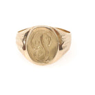 Vintage Letter "P" Ring - Retro 10k Yellow Gold Engraved Initial Script Signet - Circa 1940s Era Size 10 Unisex Fine Statement Jewelry