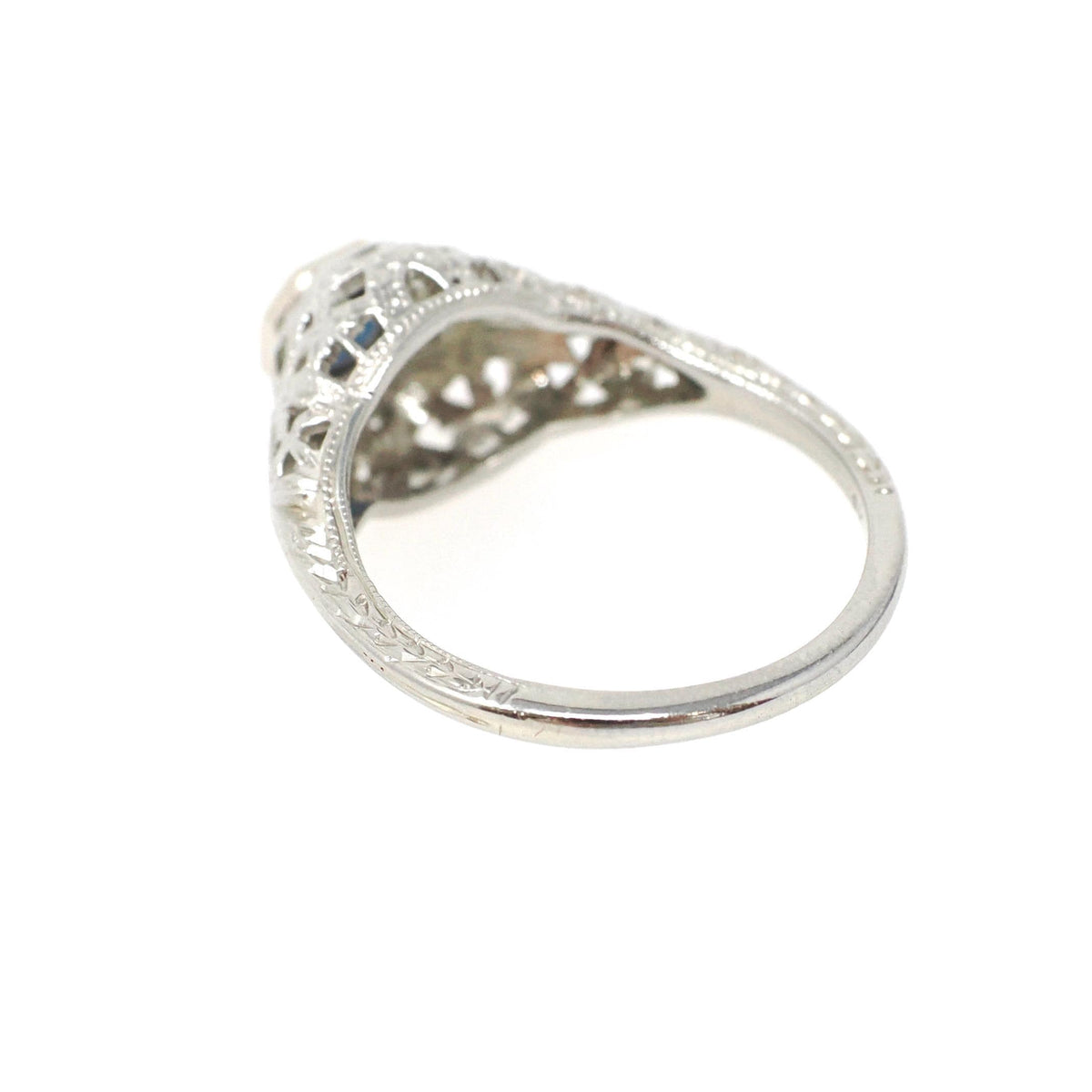 Art Deco Sapphire Ring - Vintage 18k White Gold Natural Blue Corundum - Circa 1930s Era Size 6 Engagement Filigree Solitaire Fine Jewelry