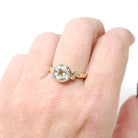 Prasiolite Diamond Ring - Contemporary 14k Yellow Gold Round Natural Green Amethyst Quartz - Modern Circa 2000s Era Size 7 1/4 Fine Jewelry