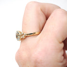 Prasiolite Diamond Ring - Contemporary 14k Yellow Gold Round Natural Green Amethyst Quartz - Modern Circa 2000s Era Size 7 1/4 Fine Jewelry