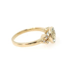 Prasiolite Diamond Ring - Contemporary 14k Yellow Gold Round Natural Green Amethyst Quartz - Modern Circa 2000s Era Size 7 1/4 Fine Jewelry
