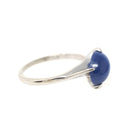 Created Star Sapphire Ring - Modernist 14k White Gold Blue Cabochon Bypass - Circa 1960s Era Size 5 September Birthstone Fine Jewelry
