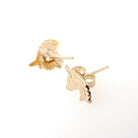 Gold Unicorn Earrings - Contemporary 14k Yellow Figural Friction Post Push Back Studs - Estate Circa 2000s Era Dainty Fine Statement Jewelry