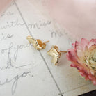 Gold Unicorn Earrings - Contemporary 14k Yellow Figural Friction Post Push Back Studs - Estate Circa 2000s Era Dainty Fine Statement Jewelry