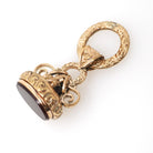 Antique Fob Pendant - Edwardian Gold Filled Natural Dark Red Sard Gemstone Pendant - Circa 1910s Era Engraved Versatile Fashion Accessory