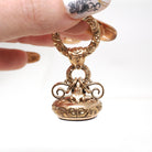 Antique Fob Pendant - Edwardian Gold Filled Natural Dark Red Sard Gemstone Pendant - Circa 1910s Era Engraved Versatile Fashion Accessory