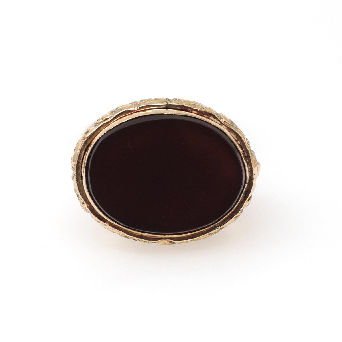 Antique Fob Pendant - Edwardian Gold Filled Natural Dark Red Sard Gemstone Pendant - Circa 1910s Era Engraved Versatile Fashion Accessory