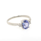 Tanzanite & Diamond Ring - Vintage 14k White Gold Natural Violet Blue Oval Cut Gemstone - Mid Century Era Size 6 1/2 Fine Engagement Jewelry