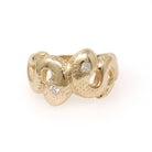 Vintage Snake Ring - Circa 1980s 14k Yellow Gold Figural Dual Serpent Bypass - Bold Gold Size 8 3/4 Diamond .06 CTW Accents Fine Jewelry