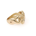 Vintage Snake Ring - Circa 1980s 14k Yellow Gold Figural Dual Serpent Bypass - Bold Gold Size 8 3/4 Diamond .06 CTW Accents Fine Jewelry