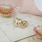 Vintage Snake Ring - Circa 1980s 14k Yellow Gold Figural Dual Serpent Bypass - Bold Gold Size 8 3/4 Diamond .06 CTW Accents Fine Jewelry