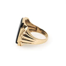 Vintage Onyx Ring - Mid Century 10k Yellow Gold Black Rectangle Gemstone - Circa 1950s Era Size 8 1/4 Men's Unisex Fine Statement Jewelry