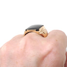 Vintage Onyx Ring - Mid Century 10k Yellow Gold Black Rectangle Gemstone - Circa 1950s Era Size 8 1/4 Men's Unisex Fine Statement Jewelry