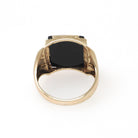 Vintage Onyx Ring - Mid Century 10k Yellow Gold Black Rectangle Gemstone - Circa 1950s Era Size 8 1/4 Men's Unisex Fine Statement Jewelry