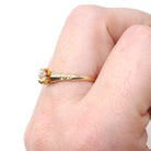 Edwardian Diamond Ring - Antique 14k Yellow Gold Natural .25 CT Old European Solitaire - Circa 1900s Era Size 7 3/4 Fine Engagement Jewelry