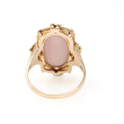 Art Nouveau Cameo Ring - Edwardian 10k Yellow Gold Carved Oval Coral Woman Profile - Circa 1910s Size 5 1/4 Shield Fine Statement Jewelry