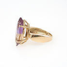 Modern Ametrine Ring - 14k Yellow Gold Purple Yellow 4.75 CT Bicolor Marquise Gemstone Solitaire - Circa 2000s Era Size 6 1/4 Fine Jewelry