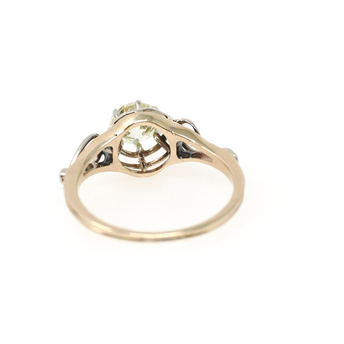 Diamond Engagement Ring - Art Deco 14k Yellow & White Gold Natural .70 CT Old European Cut Solitaire - Circa 1930s Size 5 1/4 Fine Jewelry