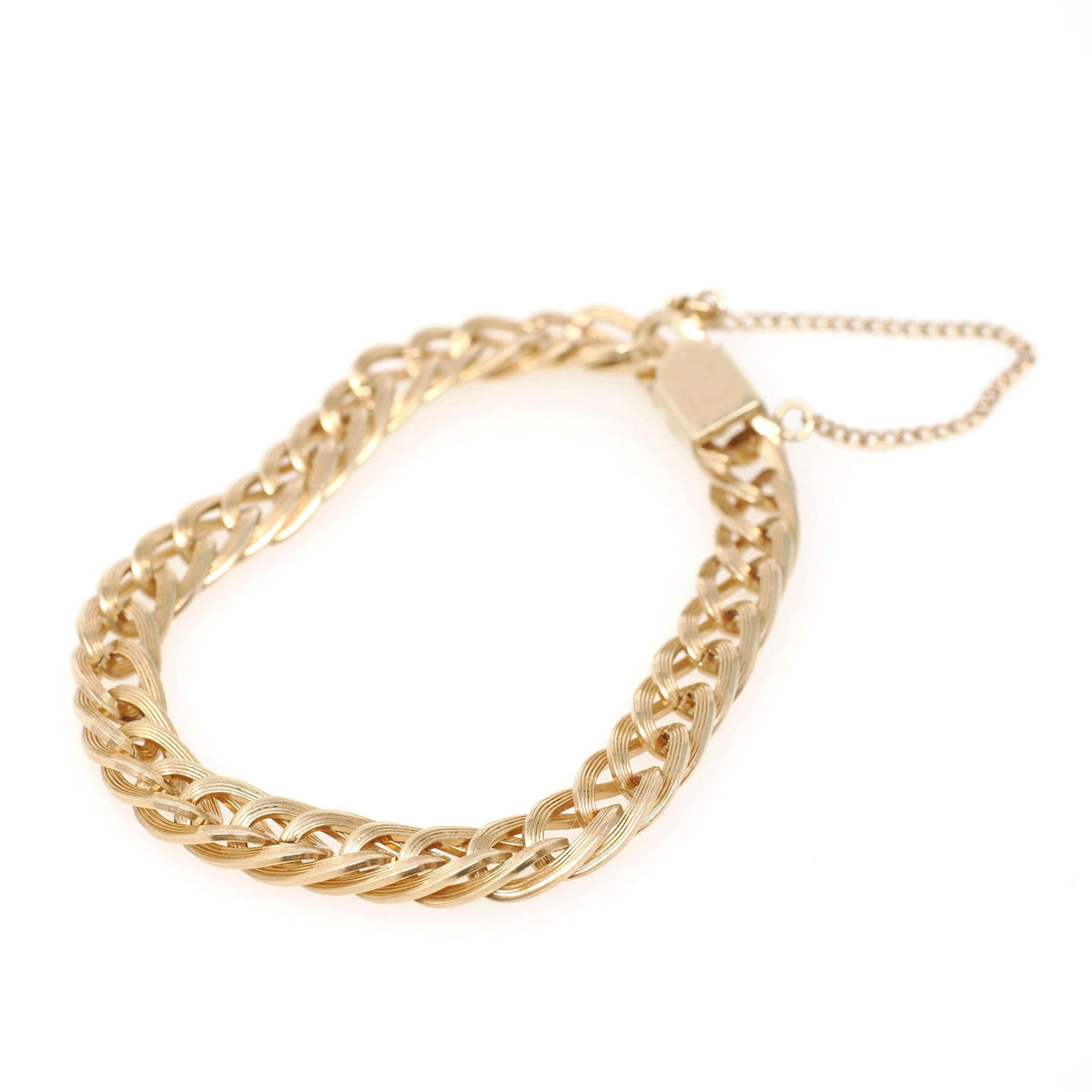 Vintage Charm Bracelet - Mid Century 12k Gold Filled Curb Links Statement Hinged Clip - Circa 1960s Safety Chain Fashion Accessory Jewelry