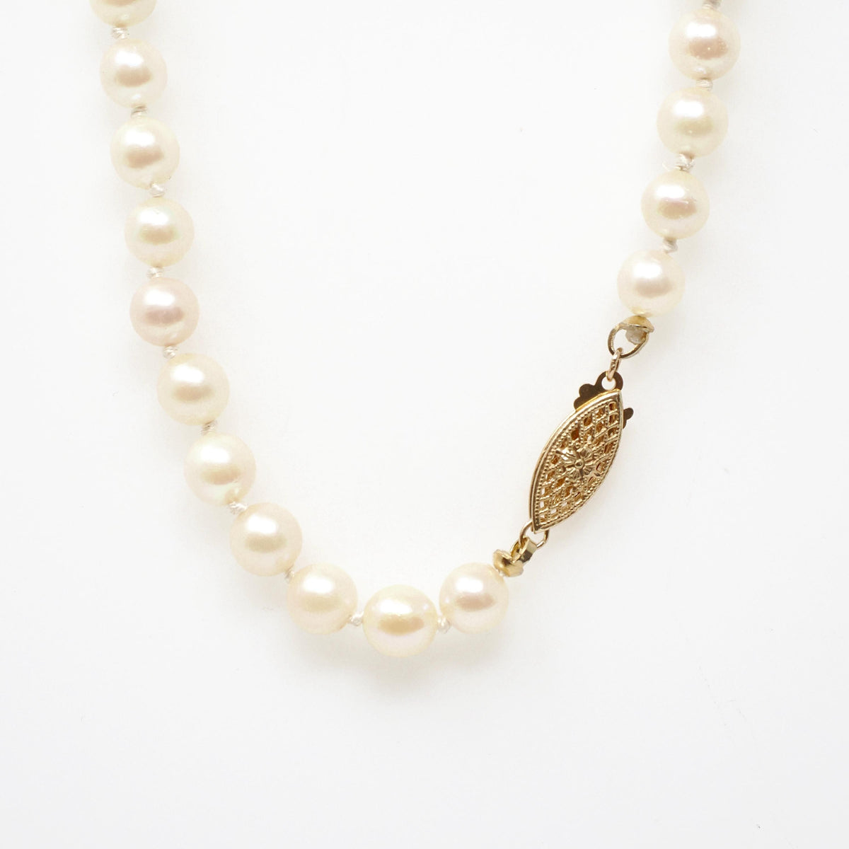 Cultured Pearl Necklace - Contemporary 14k Yellow Gold Fish Hook Clasp Knotted Strand - Estate Circa 1990s Organic Gem 24" Inch 90s Jewelry