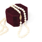 Cultured Pearl Necklace - Contemporary 14k Yellow Gold Fish Hook Clasp Knotted Strand - Estate Circa 1990s Organic Gem 24" Inch 90s Jewelry