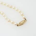 Cultured Pearl Necklace - Contemporary 14k Yellow Gold Fish Hook Clasp Knotted Strand - Estate Circa 1990s Organic Gem 16" Inch 90s Jewelry