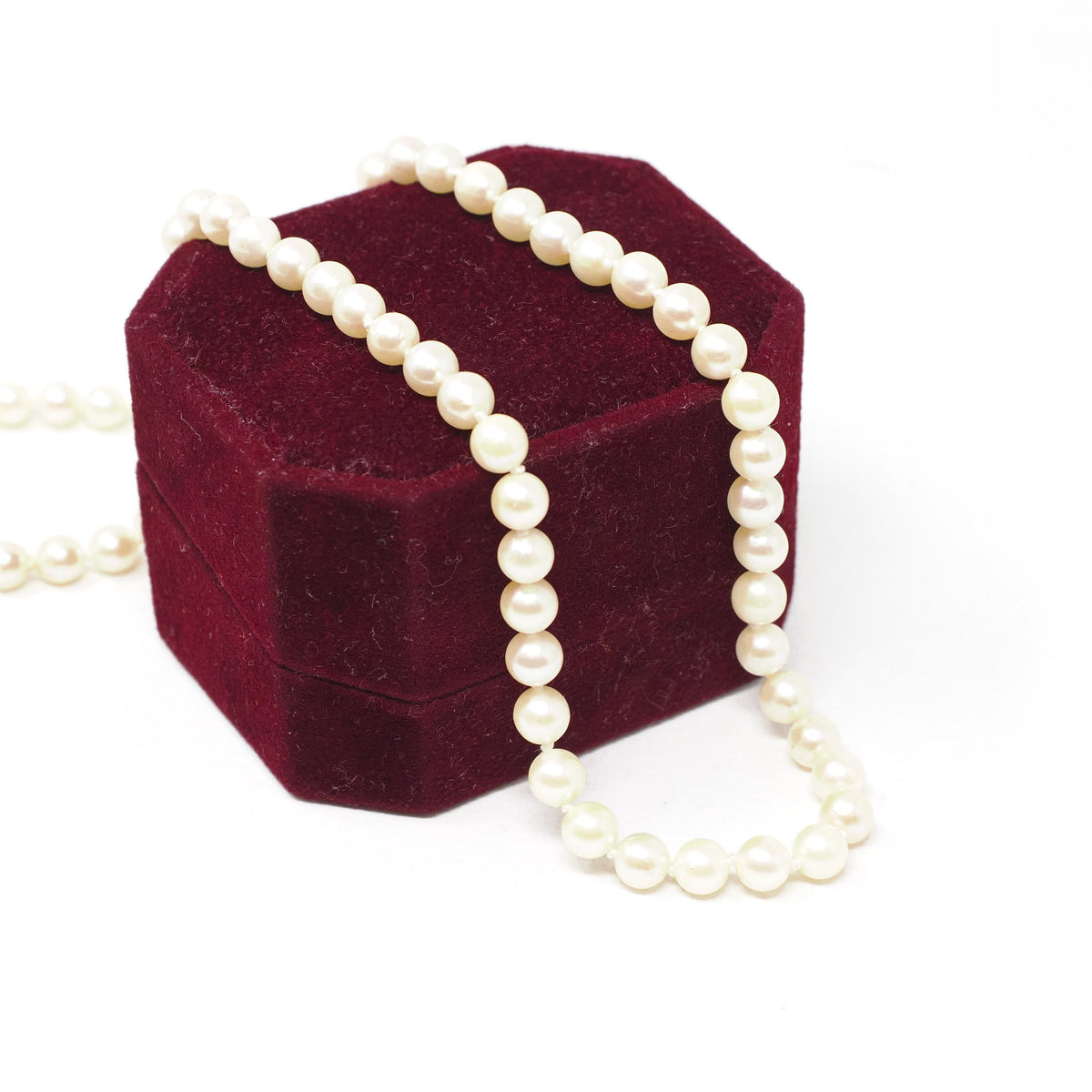 Cultured Pearl Necklace - Contemporary 14k Yellow Gold Fish Hook Clasp Knotted Strand - Estate Circa 1990s Organic Gem 16" Inch 90s Jewelry