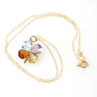 Multi Gemstone Charm - Contemporary 14k Yellow Gold Aquamarine Citrine & Amethyst Clover Necklace - Circa 1990s Era Fine Statement Jewelry