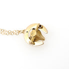 Antique Fox Necklace - Victorian 15k Yellow Gold Horseshoe & Animal Pendant - Circa 1890s Era Good Luck Charm Fine Statement Jewelry