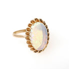Vintage Opal Ring - Mid Century 18k Yellow Gold Cabochon 1.83 CT Gemstone - Circa 1960s Era Size 7 Fine Statement October Birthstone Jewelry