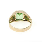 Spinel Triplet Ring - Modernist 10k Yellow Gold Green Synthetic Stone - Vintage Circa 1960s Era Size 7.25 Textured Style Fine Jewelry