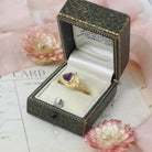 Amethyst & Diamond Ring - Contemporary 18k Yellow Gold Purple 1.00 CT Trillion Gem - Circa 2000s Size 6 1/4 February Birthstone Fine Jewelry