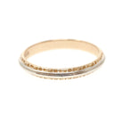 Two Tone Wedding Ring - Retro 14k Yellow & White Gold Domed 2.6MM Bridal Band - Vintage Circa 1940s Era Size 7 Textured Design Fine Jewelry