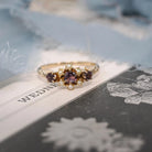 Simulated Amethyst Ring - Edwardian 10k Yellow Gold Seed Pearls Glass Garnet Doublet Stones - Antique Circa 1900s Size 5 3/4 Fine Jewelry
