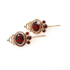 Natural Garnet Earrings - Contemporary 14k Yellow Gold Oval Round Faceted Red Gemstones - Circa 2000s Era January Birthstone Fine Jewelry