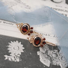 Natural Garnet Earrings - Contemporary 14k Yellow Gold Oval Round Faceted Red Gemstones - Circa 2000s Era January Birthstone Fine Jewelry