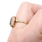 Boulder Opal Ring - Modernist 14k Yellow Gold Natural Play Of Color Gemstone - Circa 1970s Era Size 6 October Birthstone Fine Jewelry
