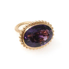 Antique Fob Pendant - Edwardian 14k Yellow Gold Natural Oval Faceted Amethyst Gem Pendant - Circa 1910s Era Fine February Birthstone Jewelry