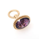 Antique Fob Pendant - Edwardian 14k Yellow Gold Natural Oval Faceted Amethyst Gem Pendant - Circa 1910s Era Fine February Birthstone Jewelry