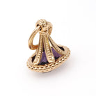 Antique Fob Pendant - Edwardian 14k Yellow Gold Natural Oval Faceted Amethyst Gem Pendant - Circa 1910s Era Fine February Birthstone Jewelry