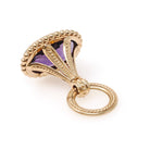 Antique Fob Pendant - Edwardian 14k Yellow Gold Natural Oval Faceted Amethyst Gem Pendant - Circa 1910s Era Fine February Birthstone Jewelry