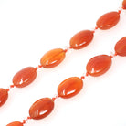Art Deco Necklace - Vintage Sterling Silver Natural Carved Carnelian Gems Glass Bead Strand - Circa 1930s Era Fashion Accessory Jewelry