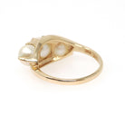 Bypass Pearl Ring - Vintage 14k Yellow Gold Organic Cultured Gemstone Band - Circa 1950s Era Size 6.5 June Birthstone Fine Statement Jewelry