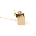Jack-in-the-Box Charm - Mid Century 14k Yellow Gold Spring Pendant Toy Clown Charm Necklace - Circa 1950s Era Kinetic Fine Jewelry