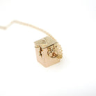 Jack-in-the-Box Charm - Mid Century 14k Yellow Gold Spring Pendant Toy Clown Charm Necklace - Circa 1950s Era Kinetic Fine Jewelry