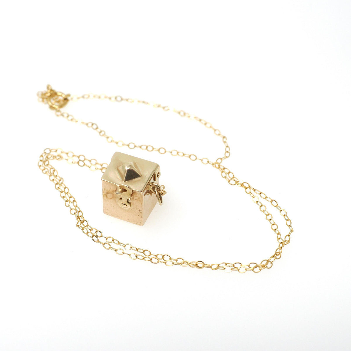 Jack-in-the-Box Charm - Mid Century 14k Yellow Gold Spring Pendant Toy Clown Charm Necklace - Circa 1950s Era Kinetic Fine Jewelry